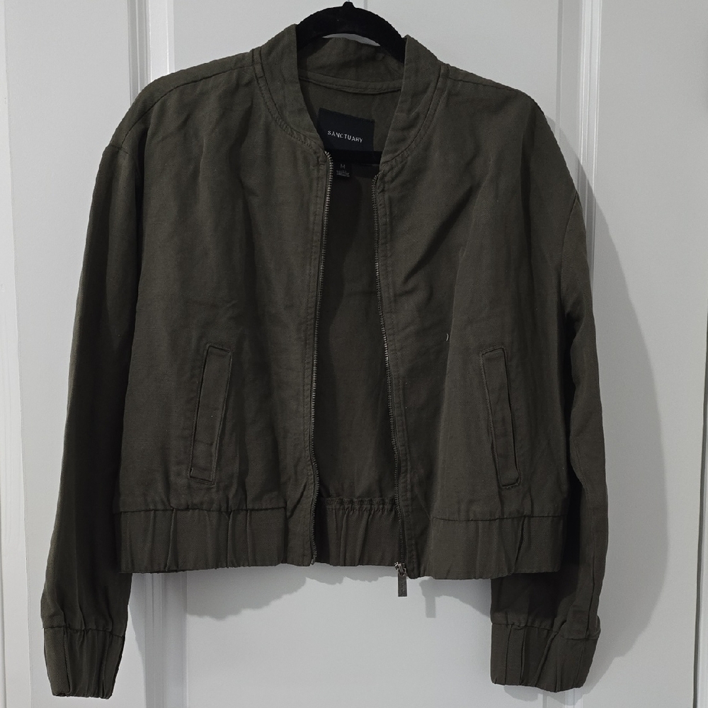 Sanctuary Khaki Green Zip-Up Jacket